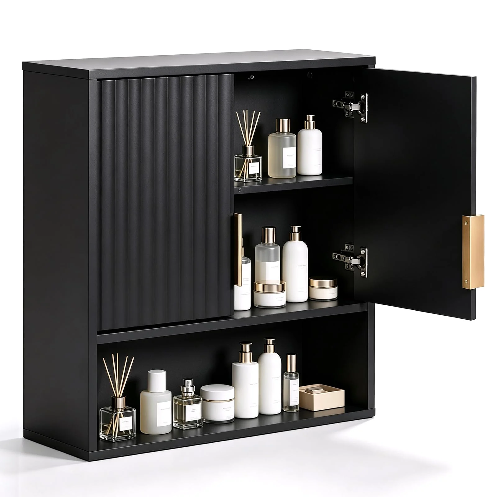 Karl Home Fluted Wall Medicine Cabinet in Black