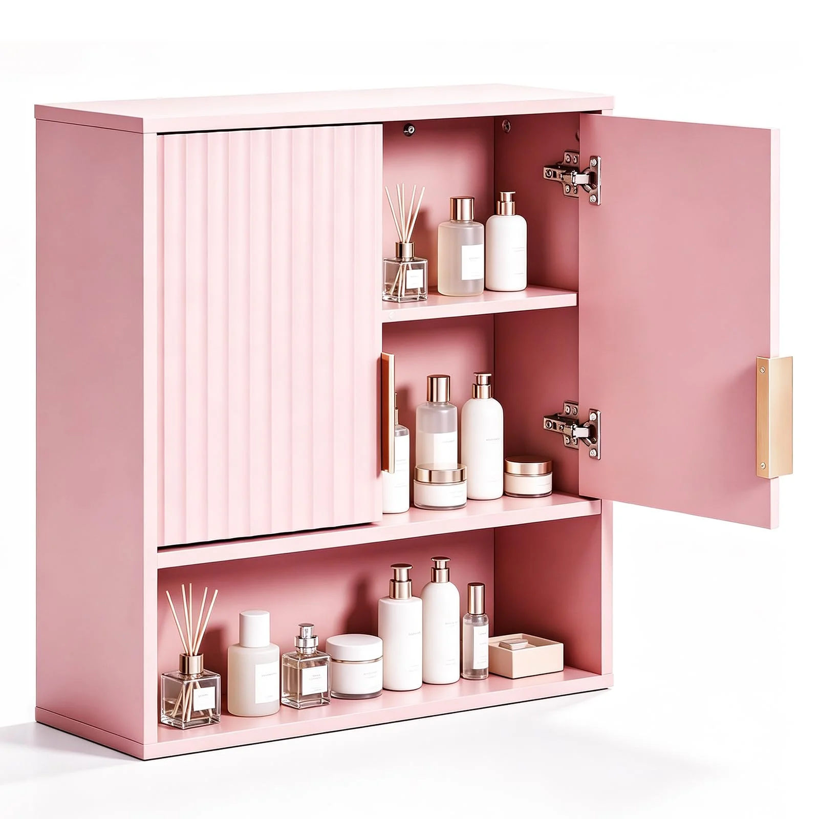 Karl Home Fluted Wall Medicine Cabinet in Pink