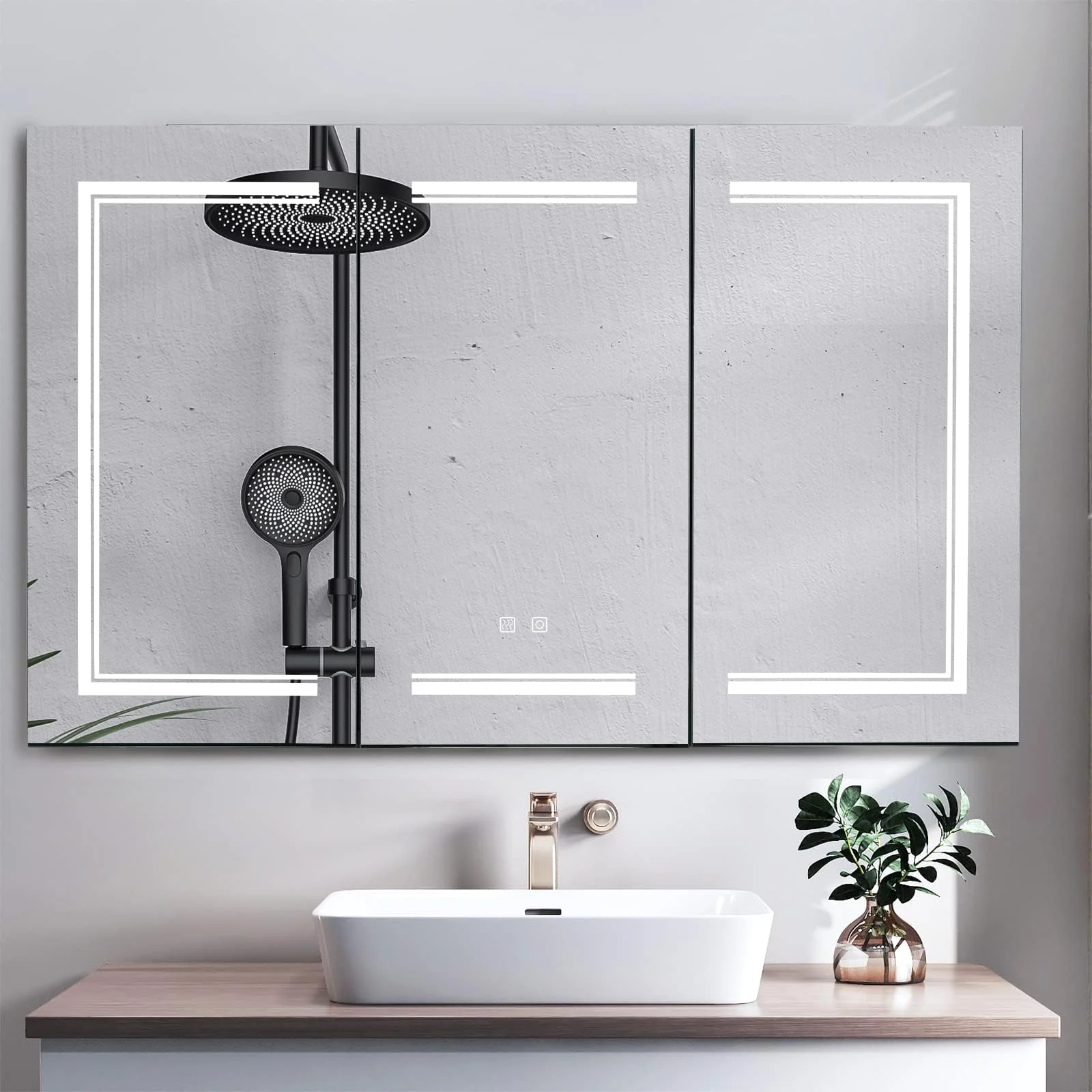 Karl Home Three-Door LED Medicine Cabinet in a room