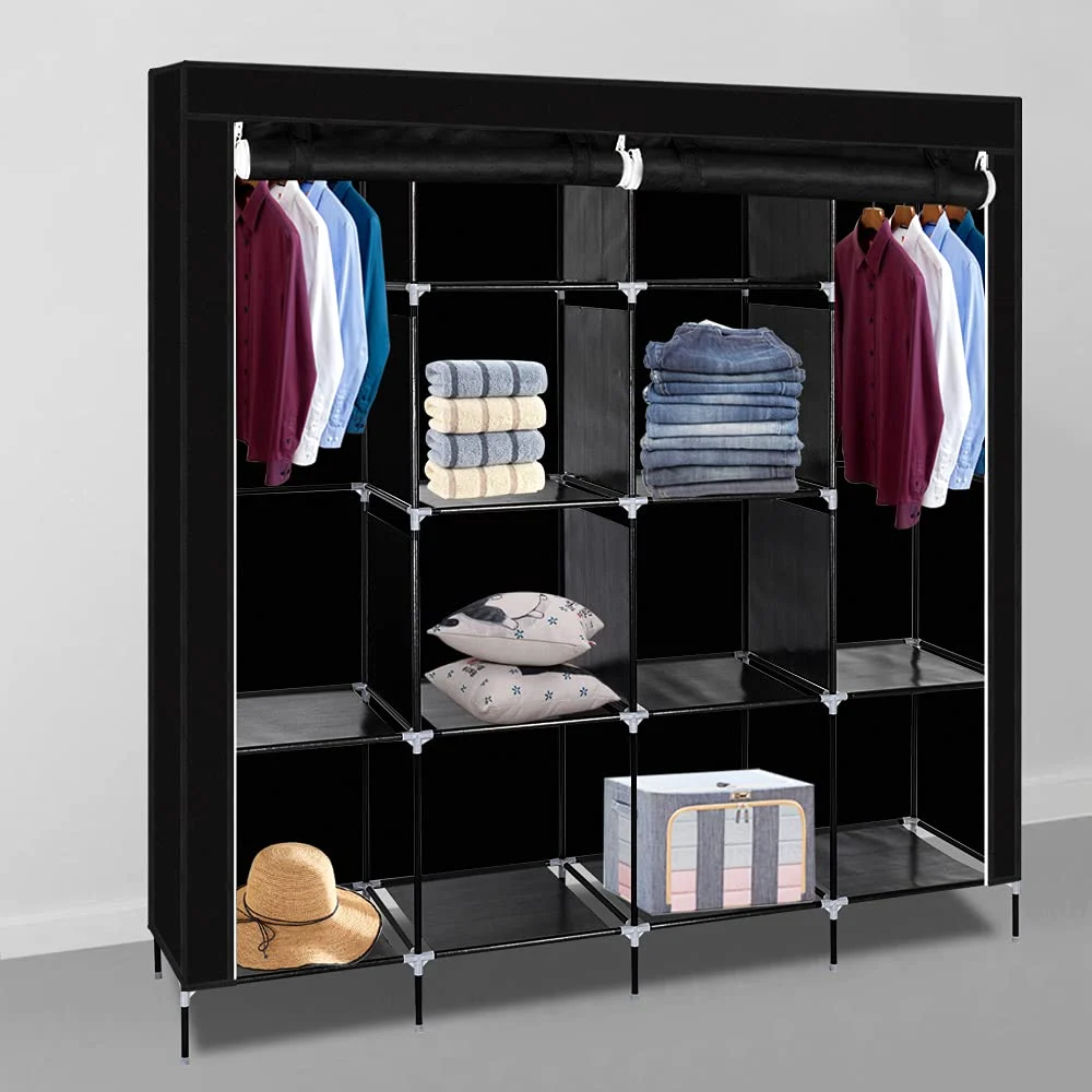 Karl Home Canvas Wardrobe, Twelve Compartments in a room