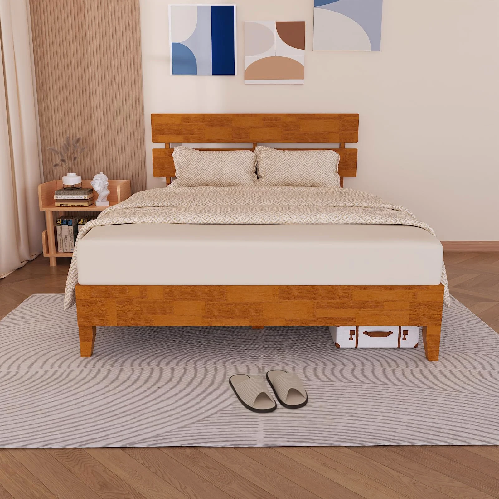 Karl Home Solid Wood Bed Frame, Queen in a room