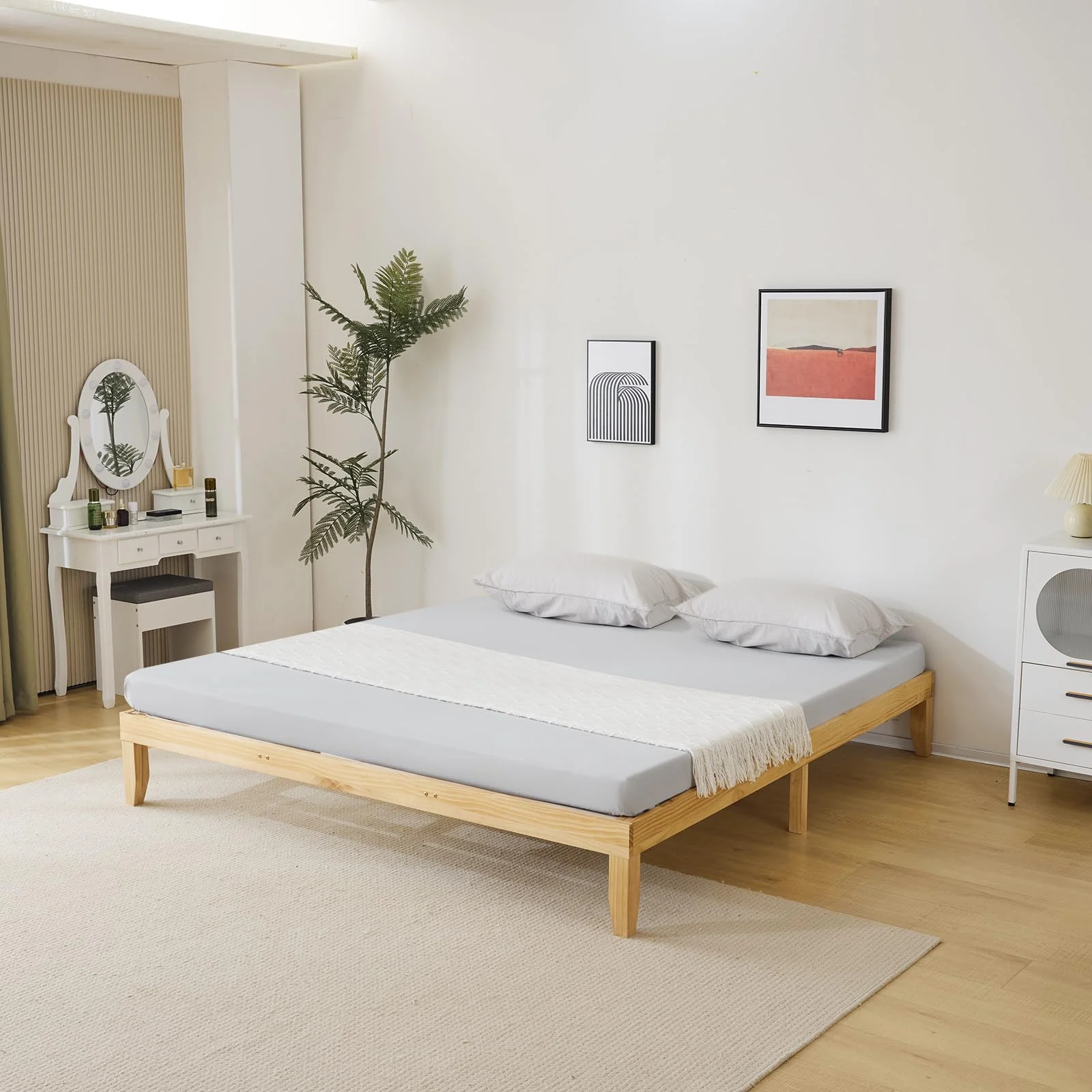Karl Home Wood Platform Bed Frame, King in a room