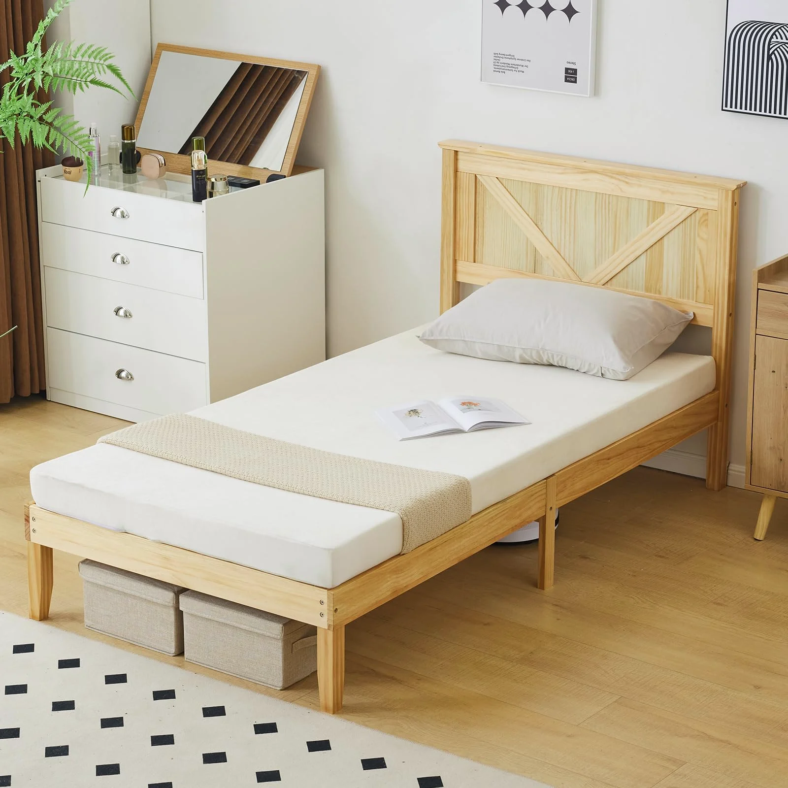 Karl Home Farmhouse Bed Frame, Twin in a room