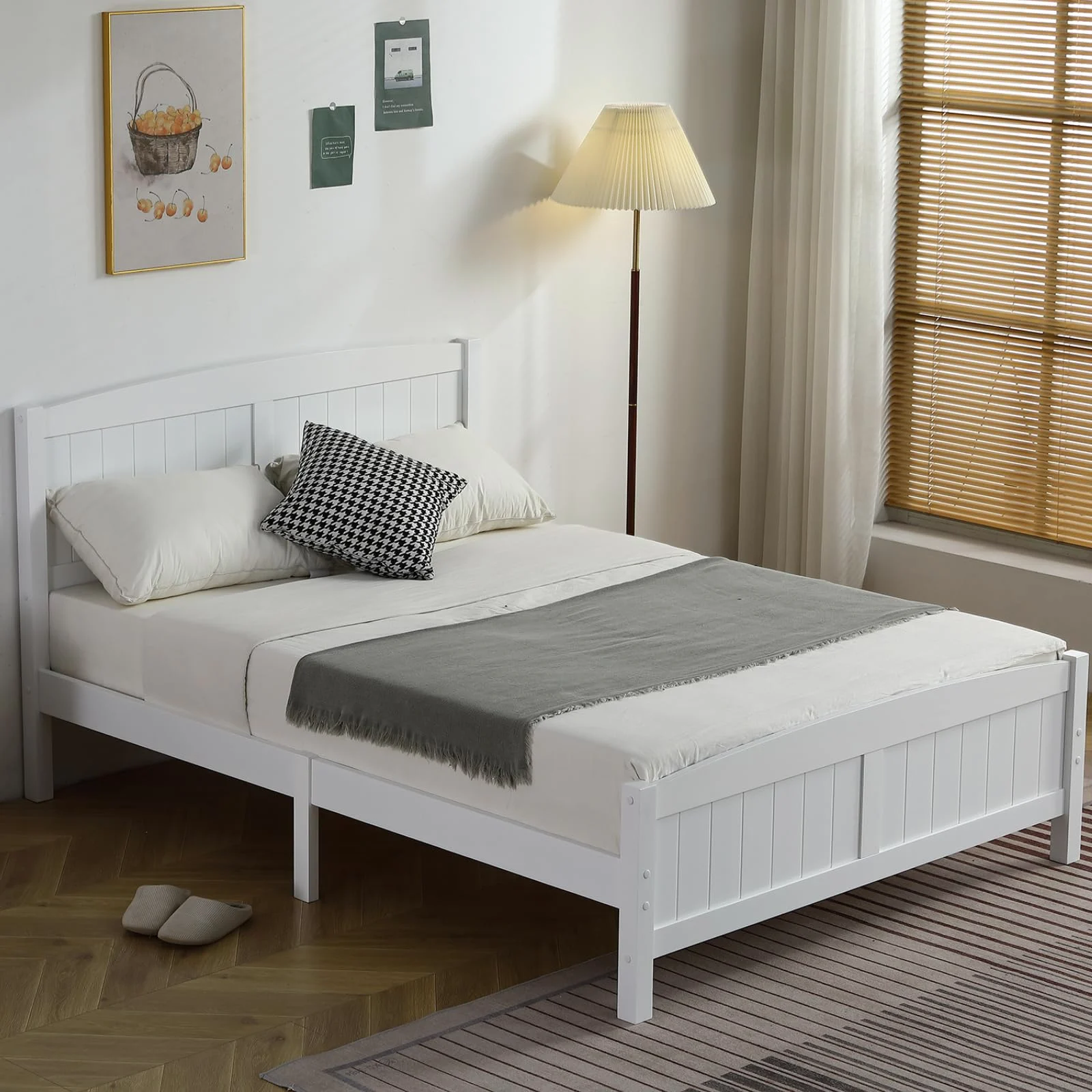 Karl Home Wood Bed Frame with Headboard, Full in a room