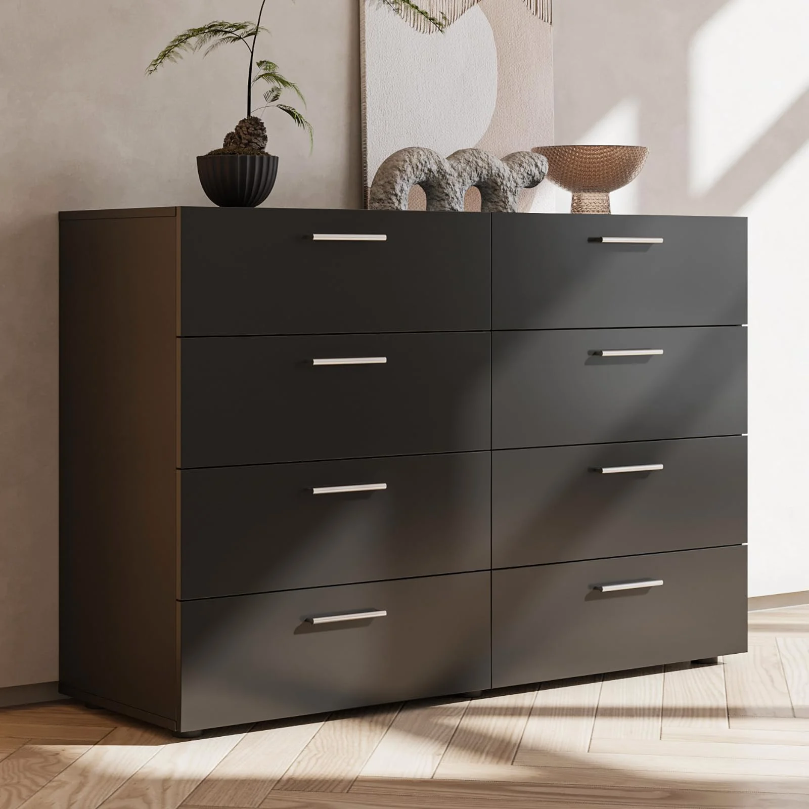 Karl Home Eight-Drawer Dresser and TV Stand, 55 Inch in a room
