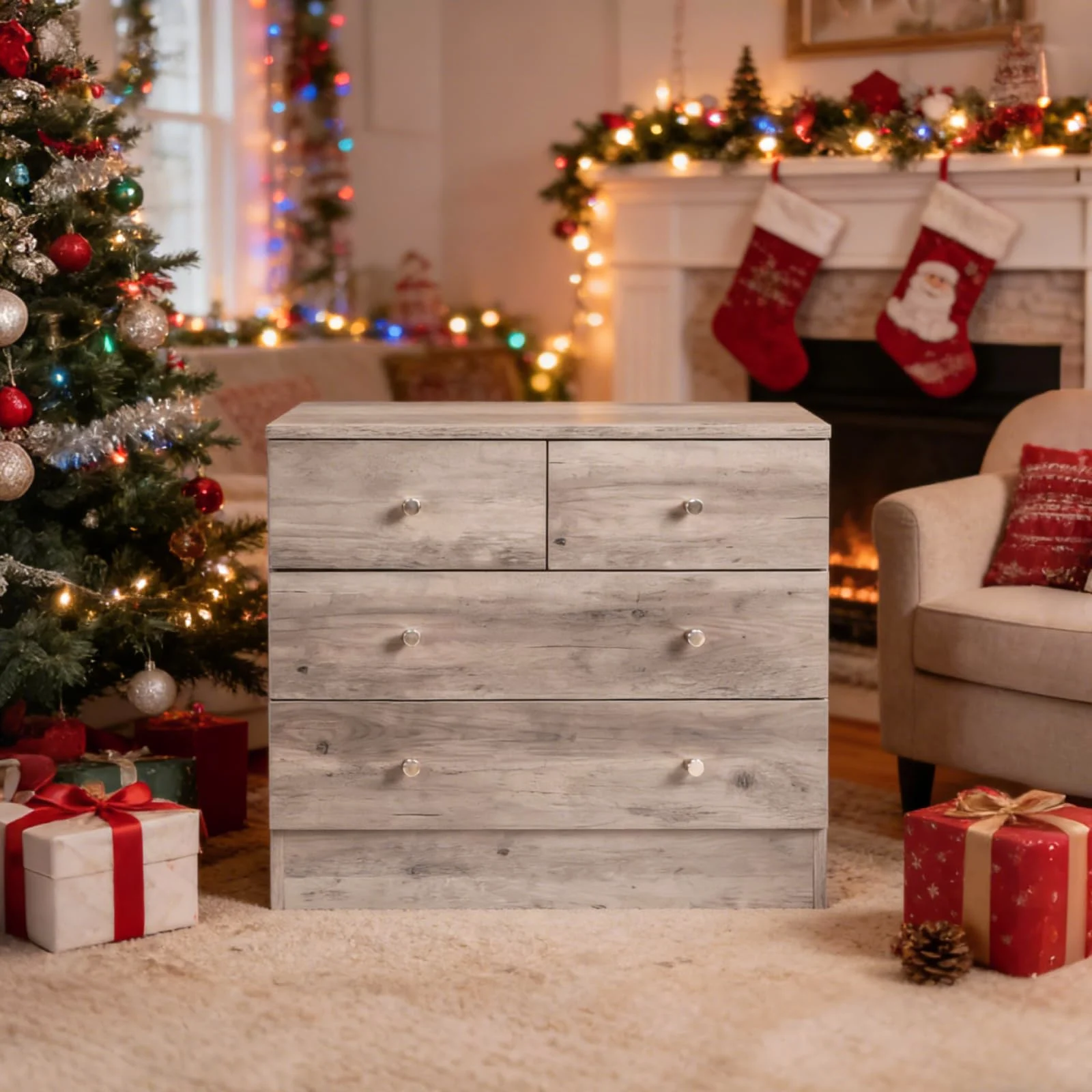 Karl Home Low Four-Drawer Dresser in a room