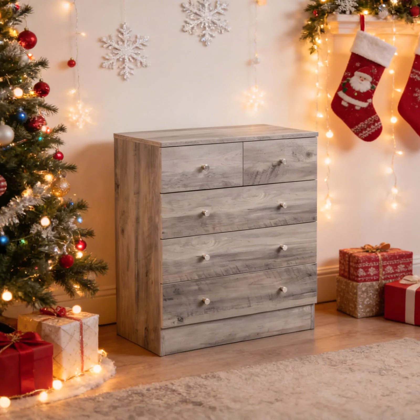 Karl Home Five-Drawer Chest, 29 Inch High in a room