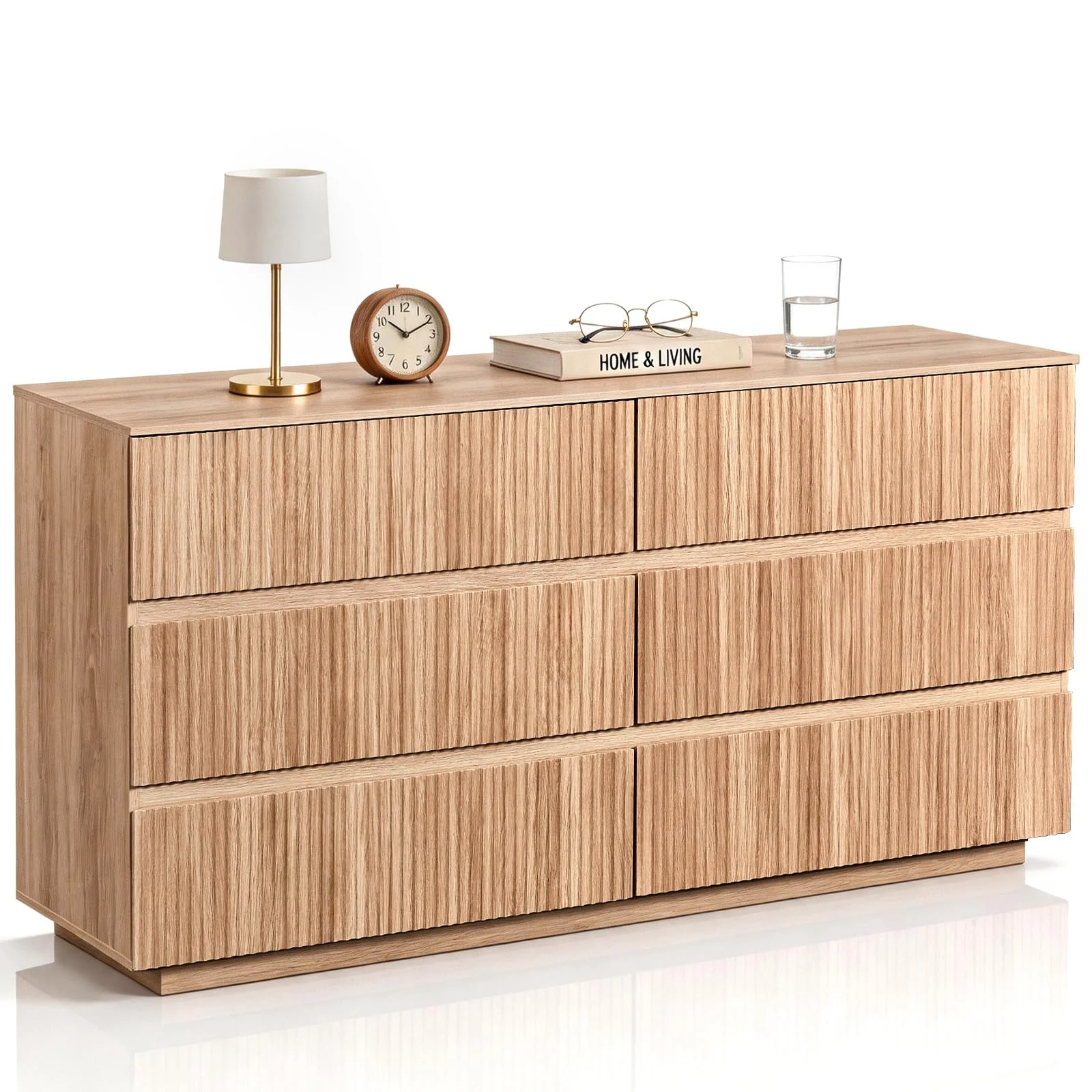 Karl Home Fluted Six-Drawer Dresser, 55 Inch