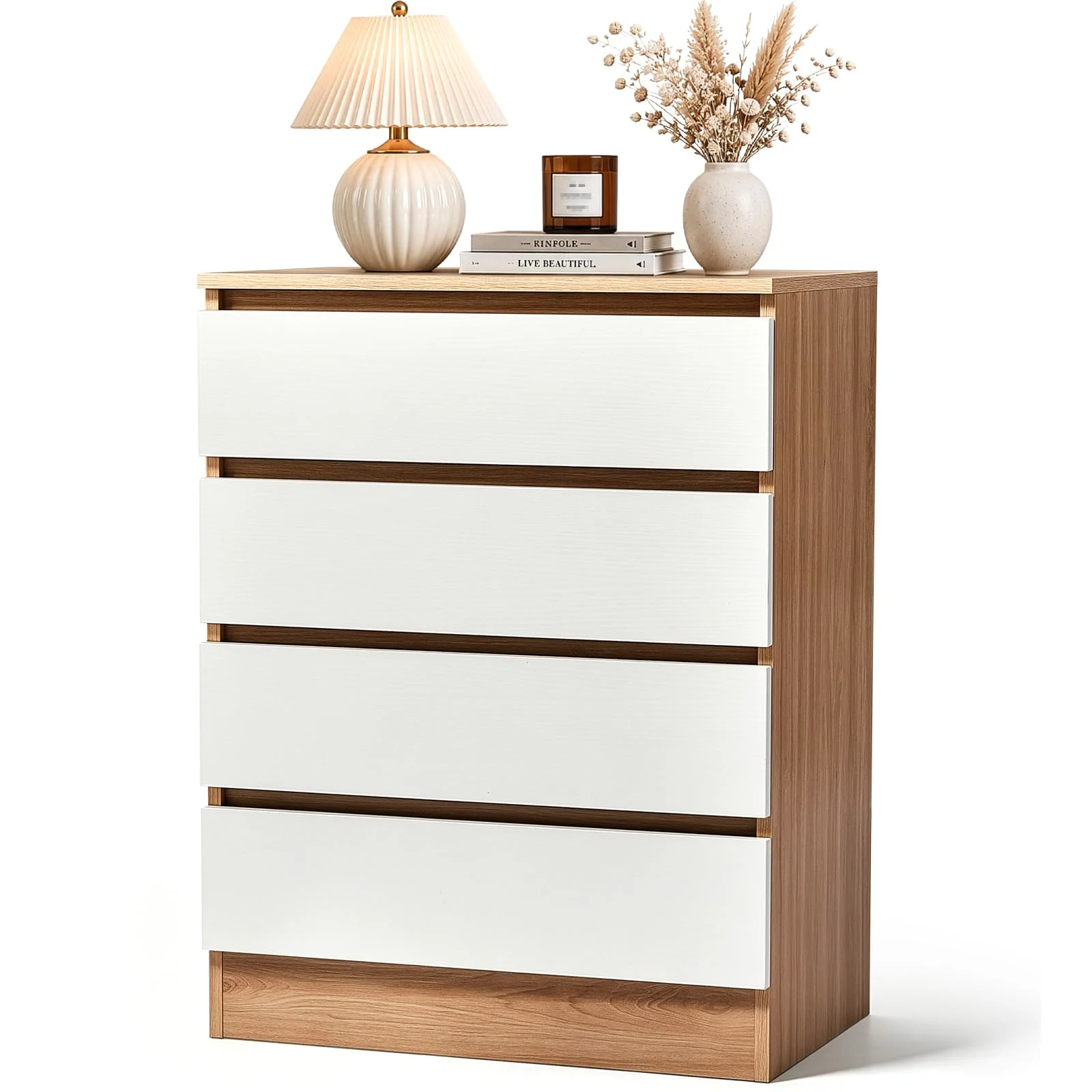 Karl Home Four-Drawer Dresser with Cut-Out Handles in White