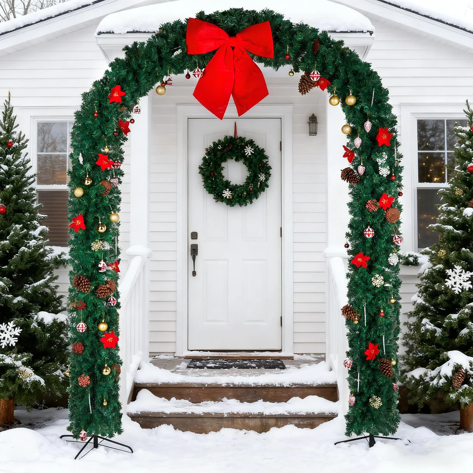 Karl Home Christmas Garland Arch, Curved Top in a room