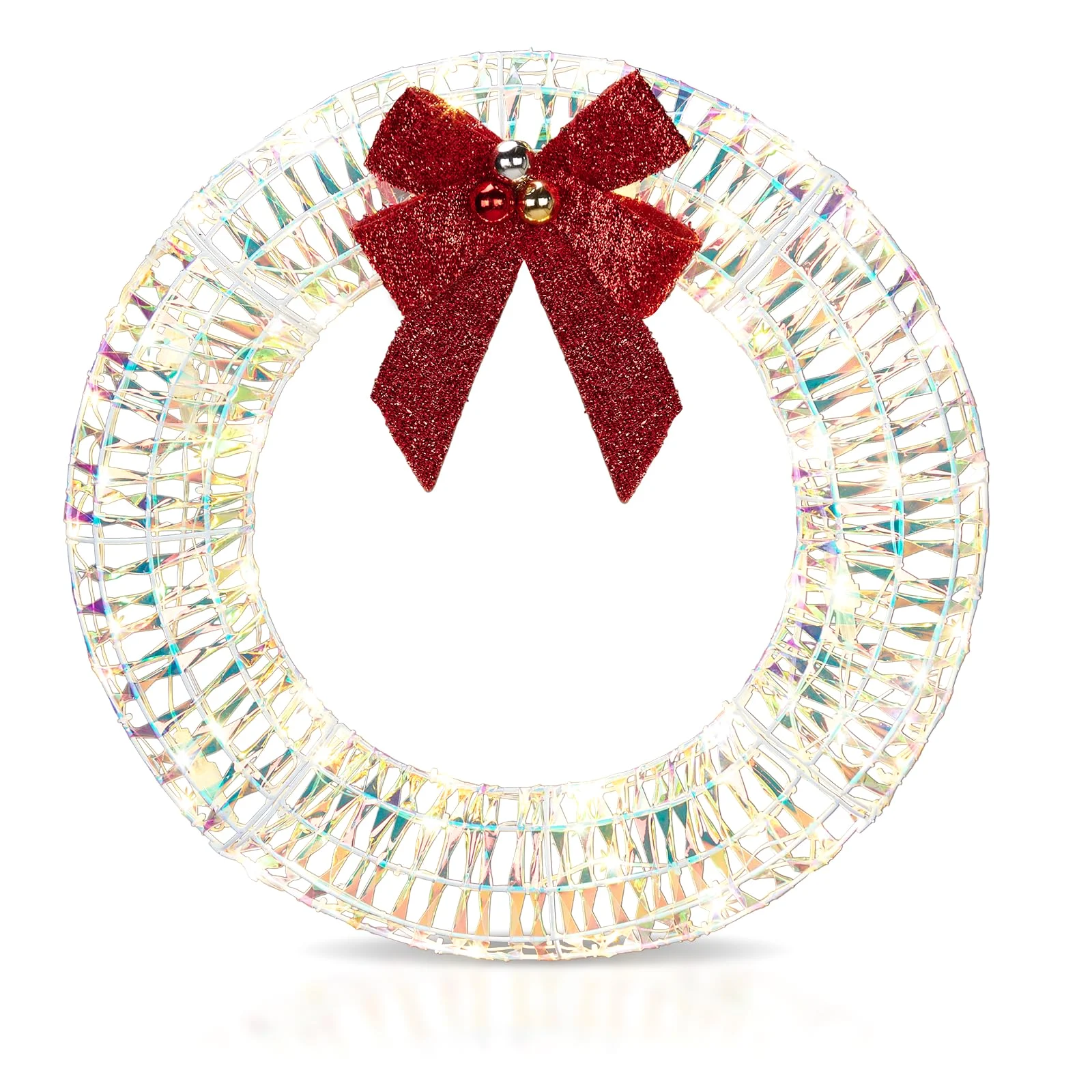 Karl Home Pre-Lit Outdoor Christmas Wreath, 24 Inch