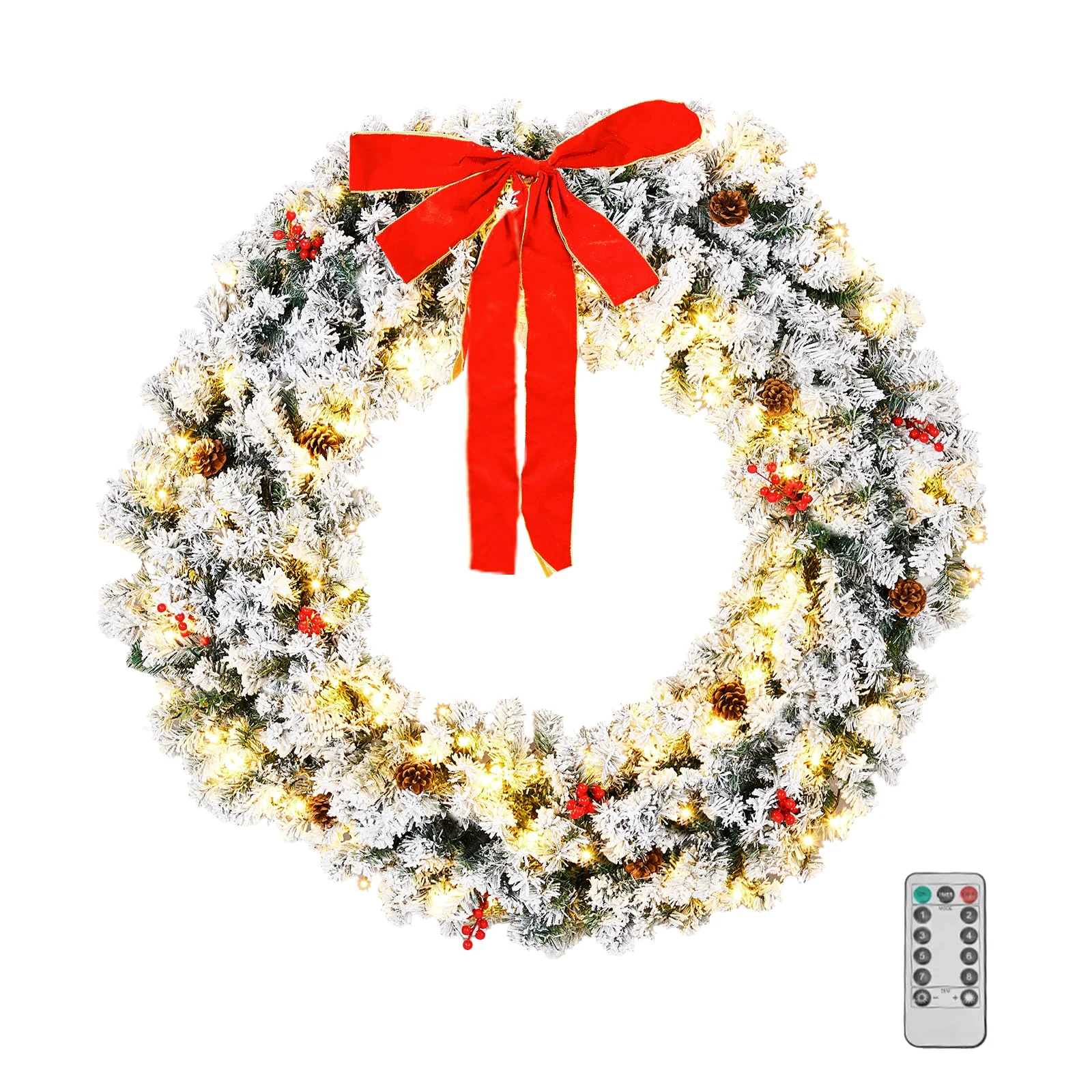 Karl Home Snow-Flocked Christmas Wreath, 48 Inch