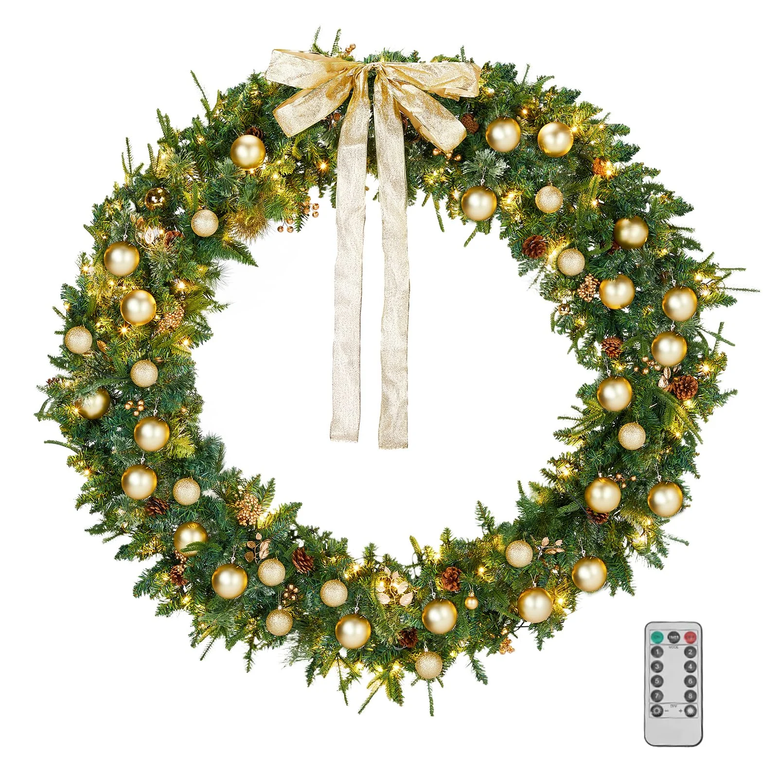 Karl Home Christmas Wreath with 220 Lights, 60 Inch