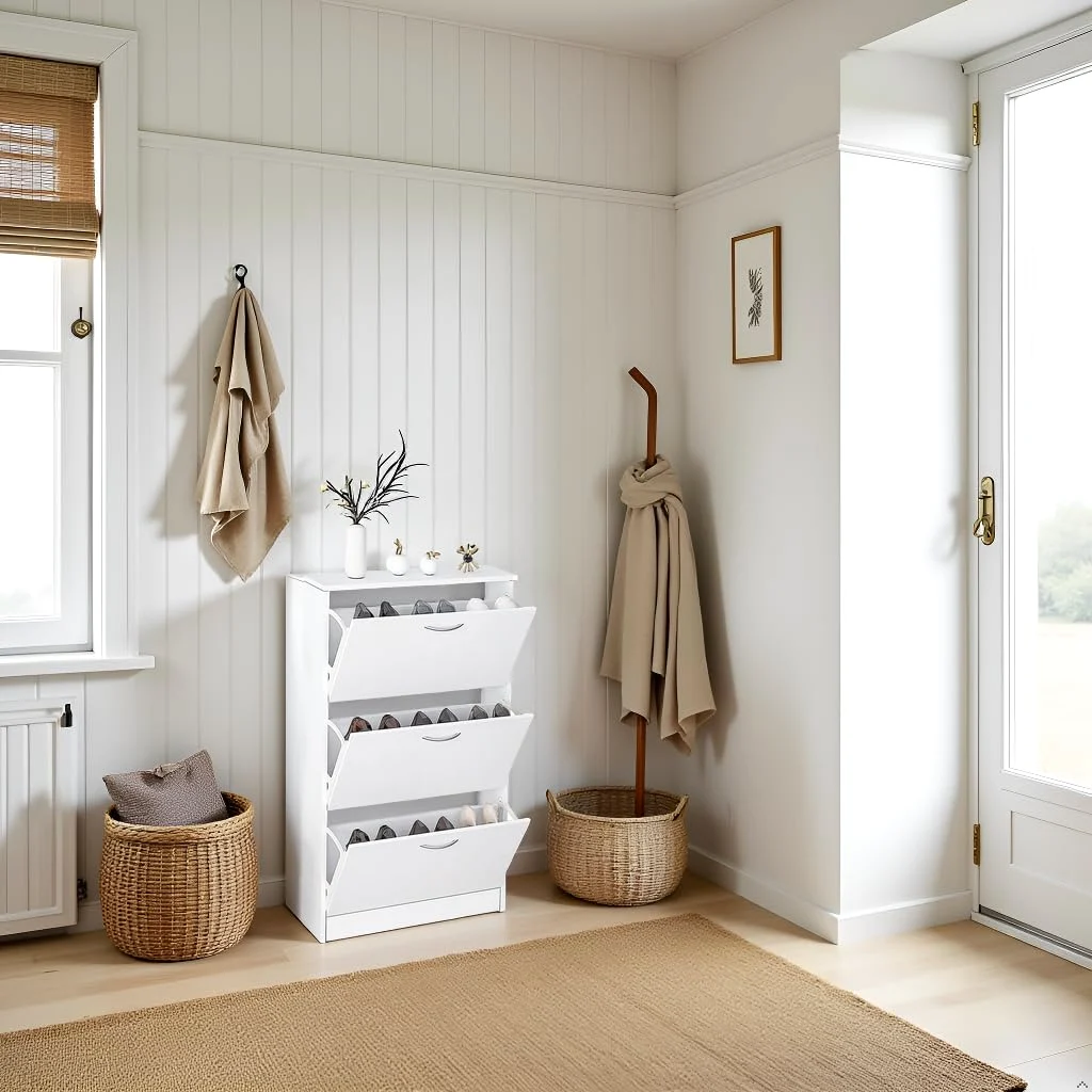 Karl Home Narrow Entryway Shoe Cabinet in a room