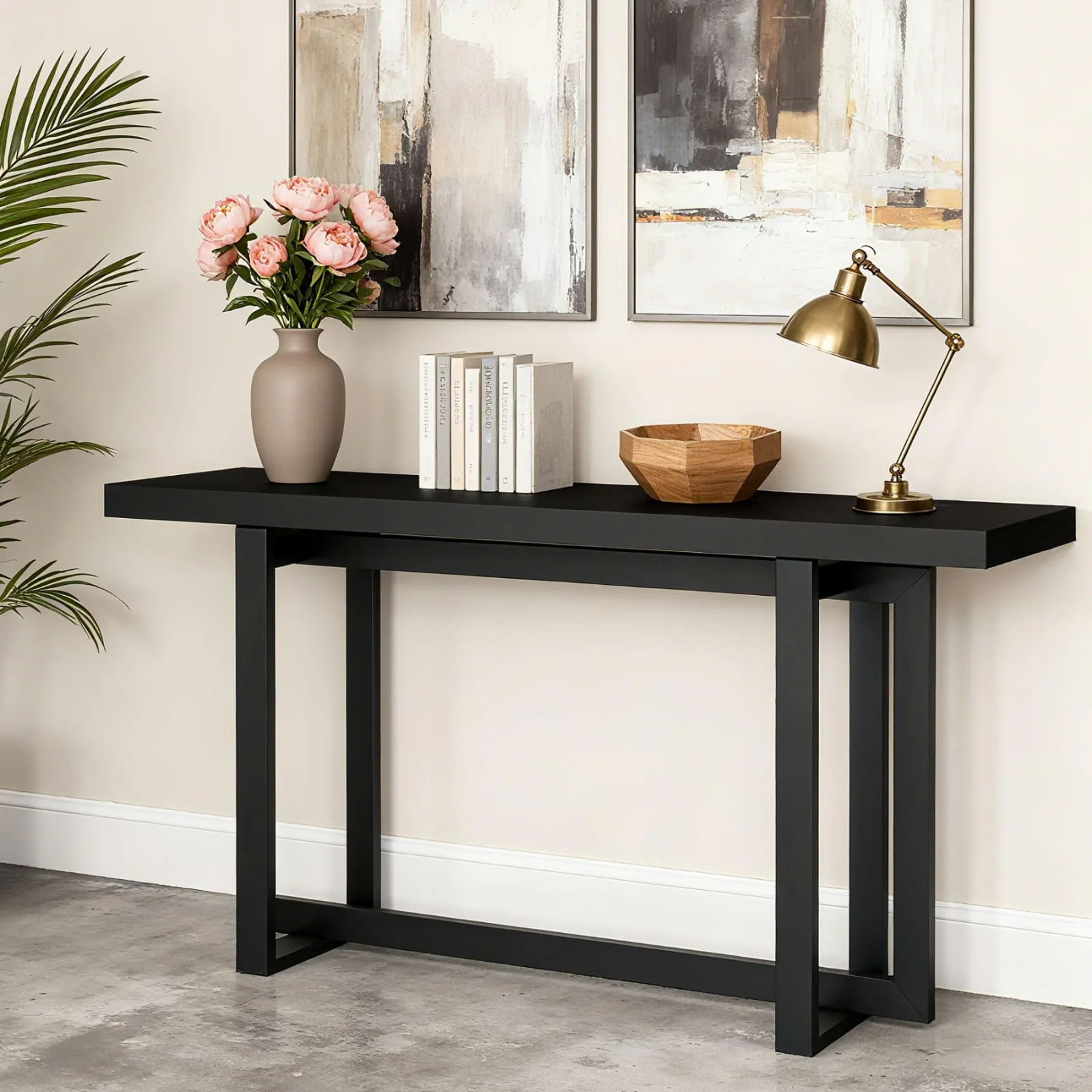 Karl Home Solid Wood Sofa Table, 59 Inch in a room