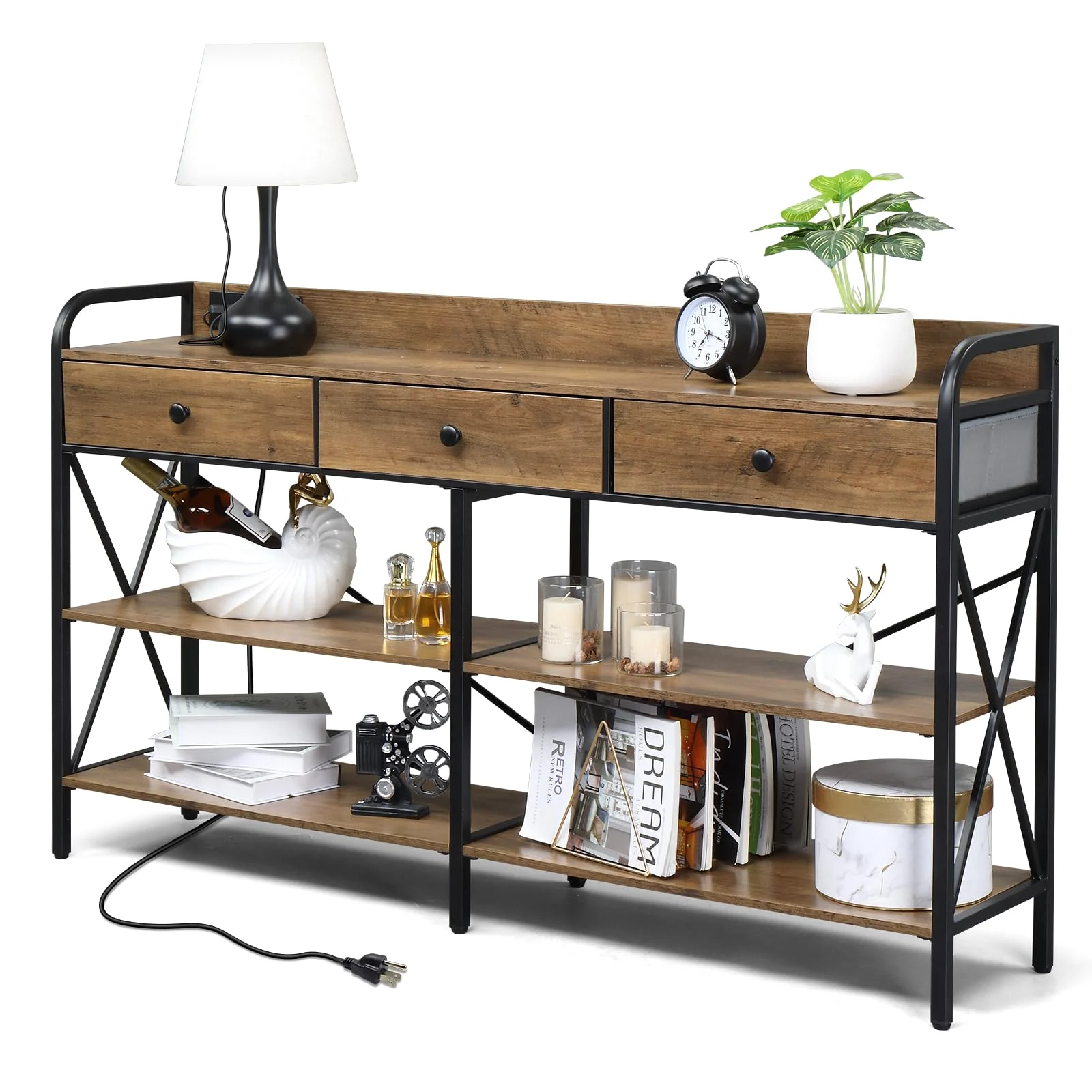 Karl Home Console Table with Outlets and USB Ports