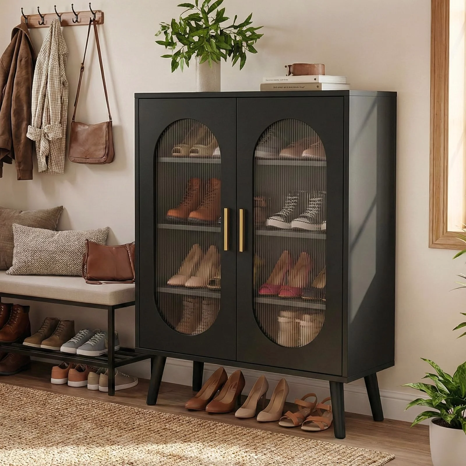 Karl Home Shoe Cabinet with Hidden LED Light in a room
