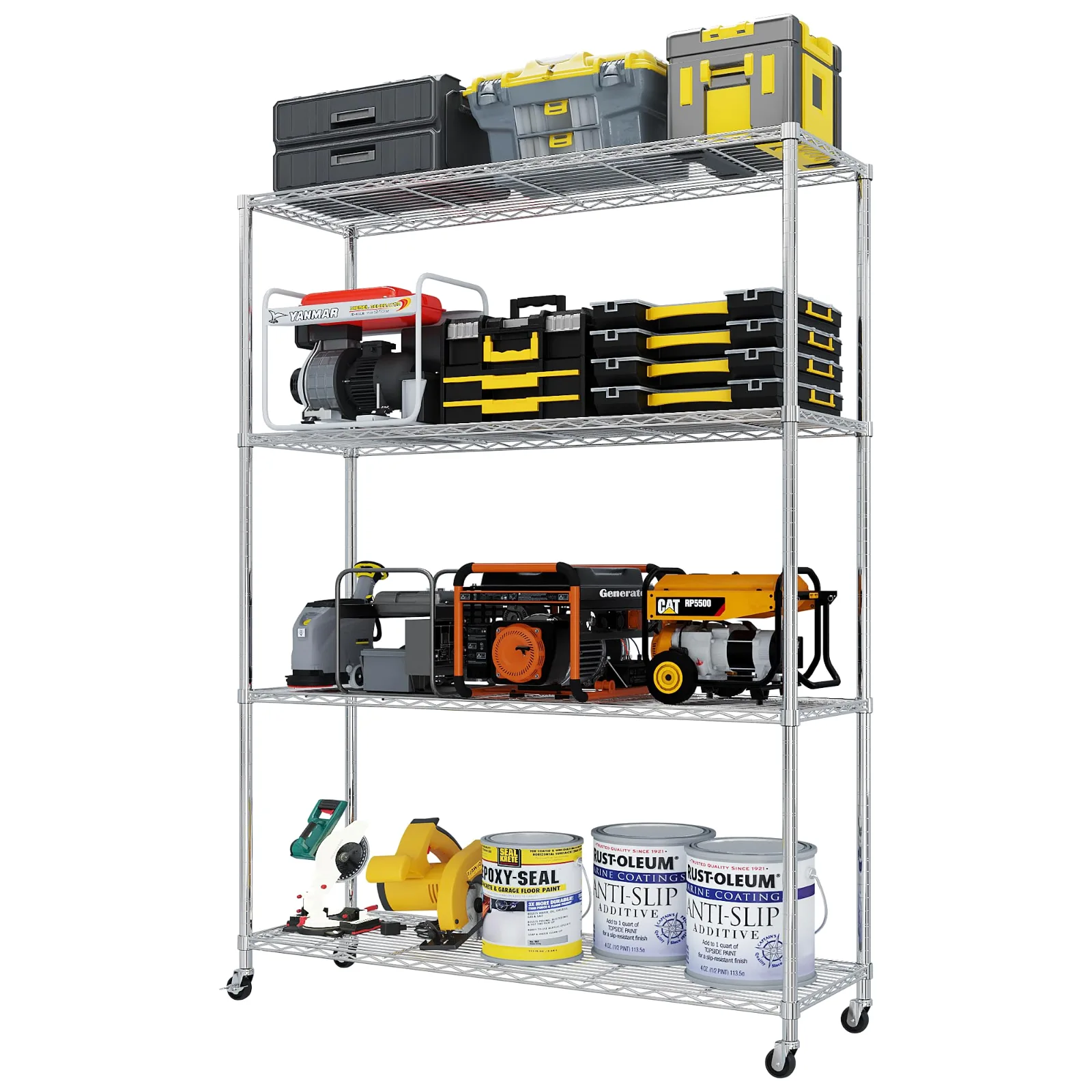 Karl Home Four-Tier Wire Shelving on Wheels