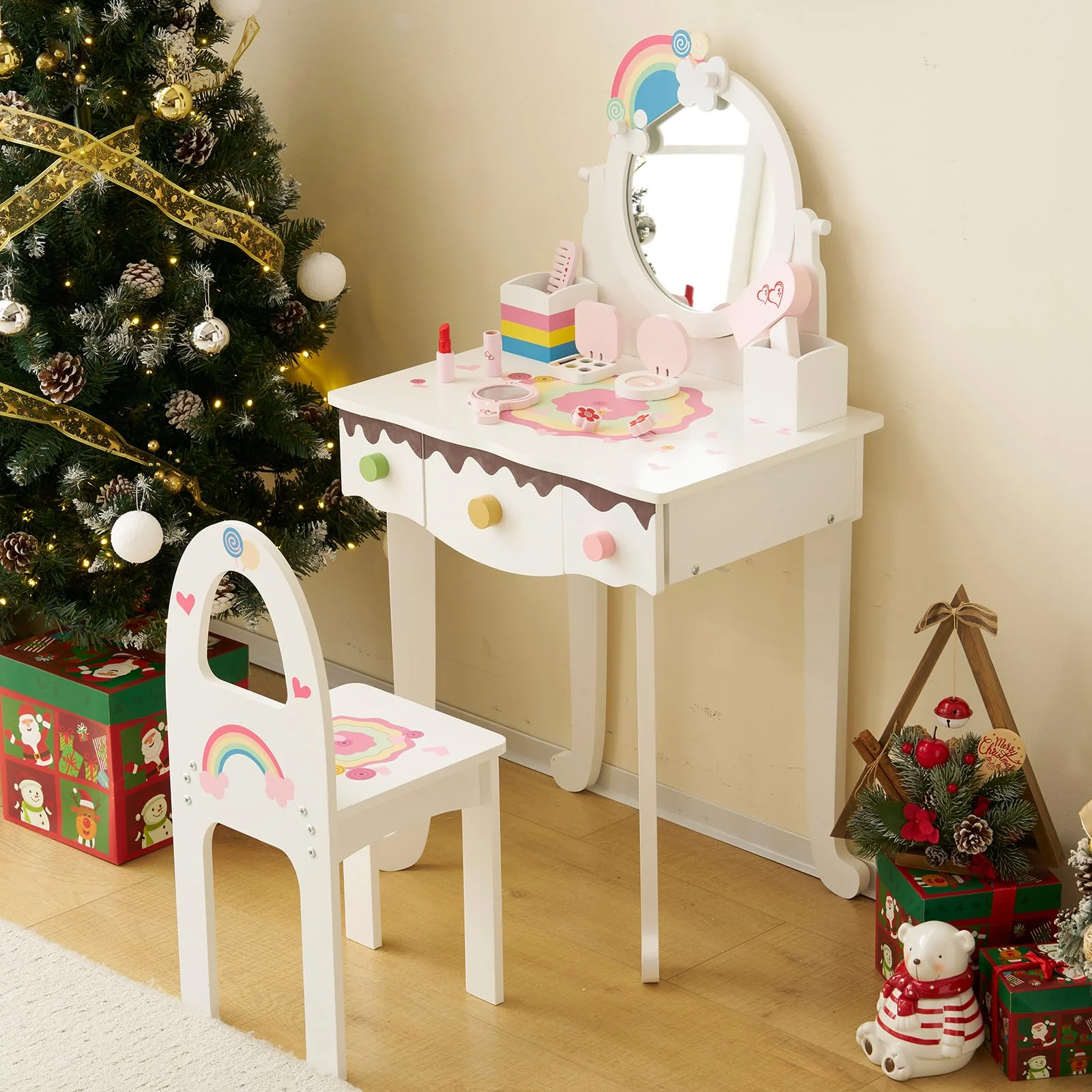 Karl Home Kids Vanity Set with Makeup Accessories in a room
