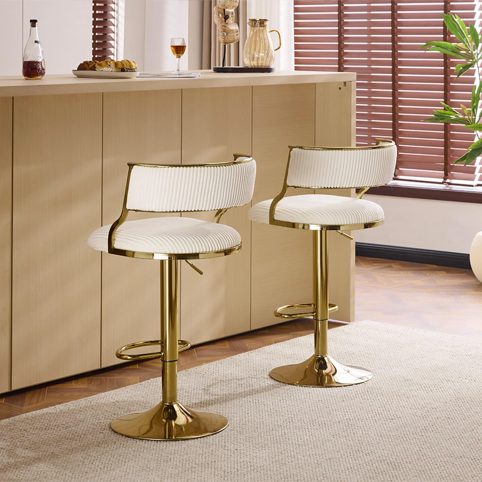 Karl Home Swivel Bar Stools, Set of 2 in a room