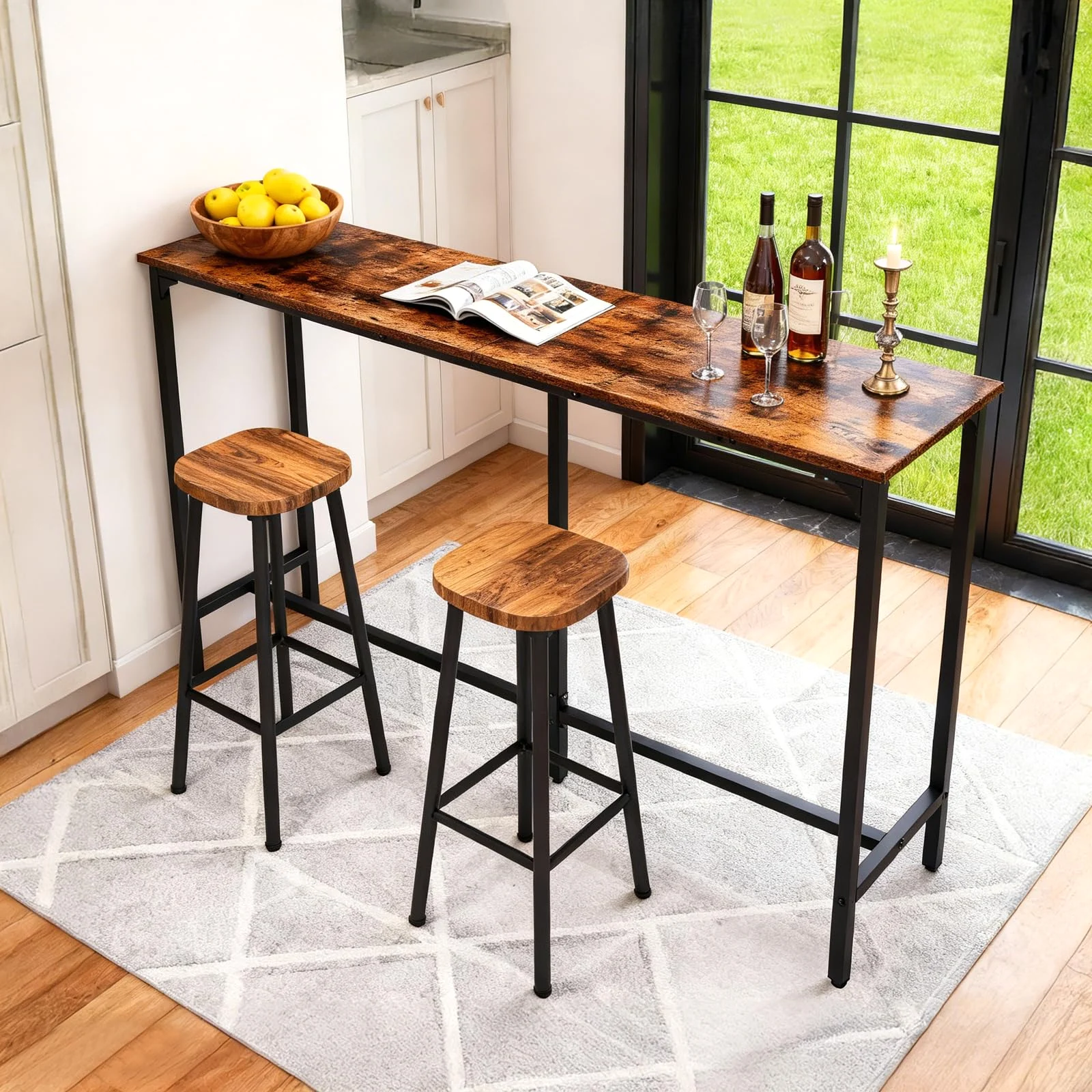 Karl Home Bar Table with Triangle Base, 71 Inch in a room