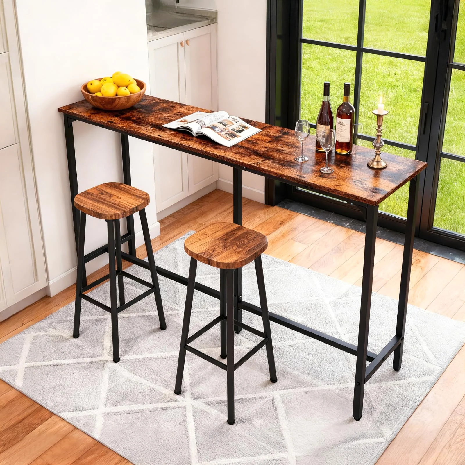 Karl Home Bar Table with Triangle Base, 63 Inch in a room