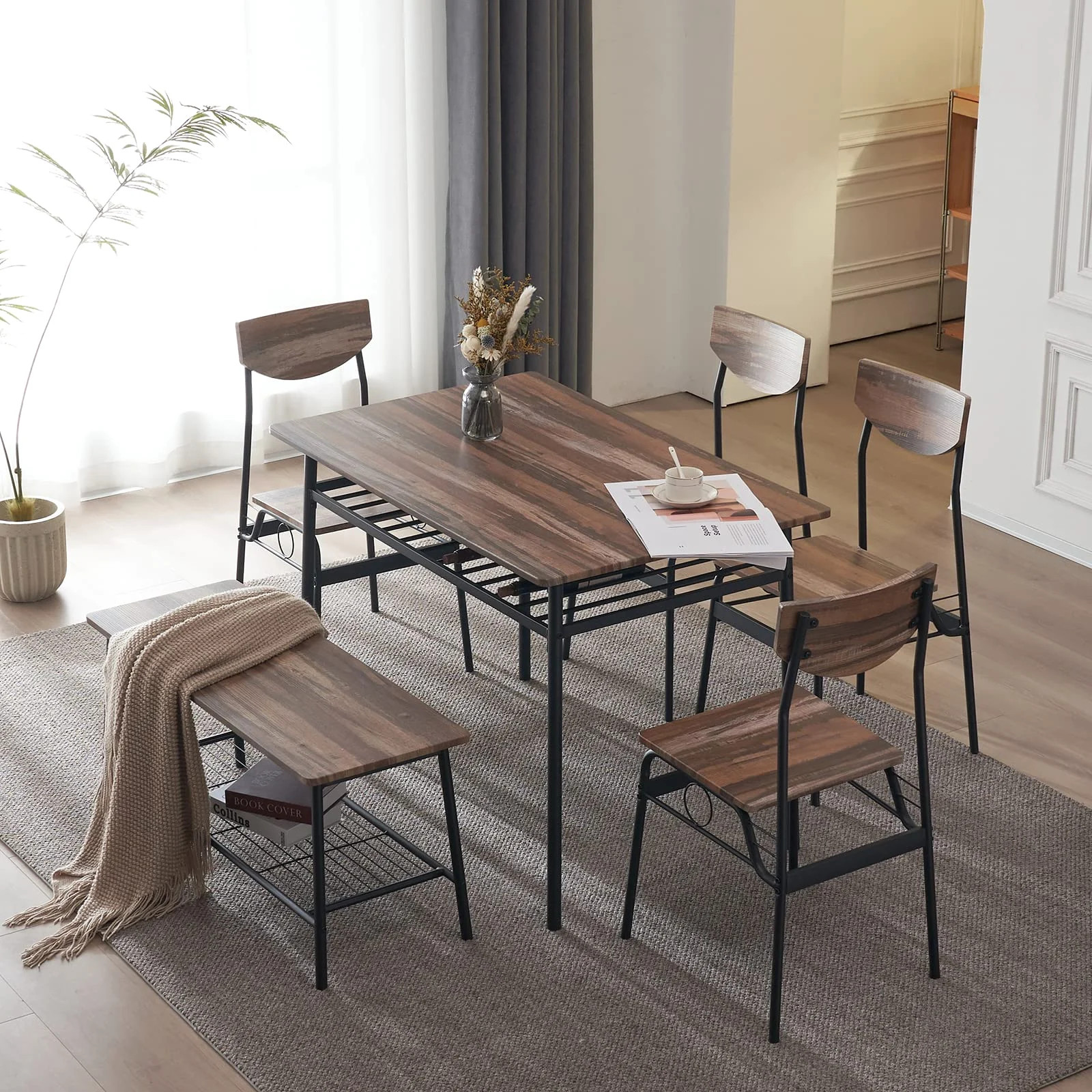 Karl Home Six-Piece Dining Set with Storage Rack in a room