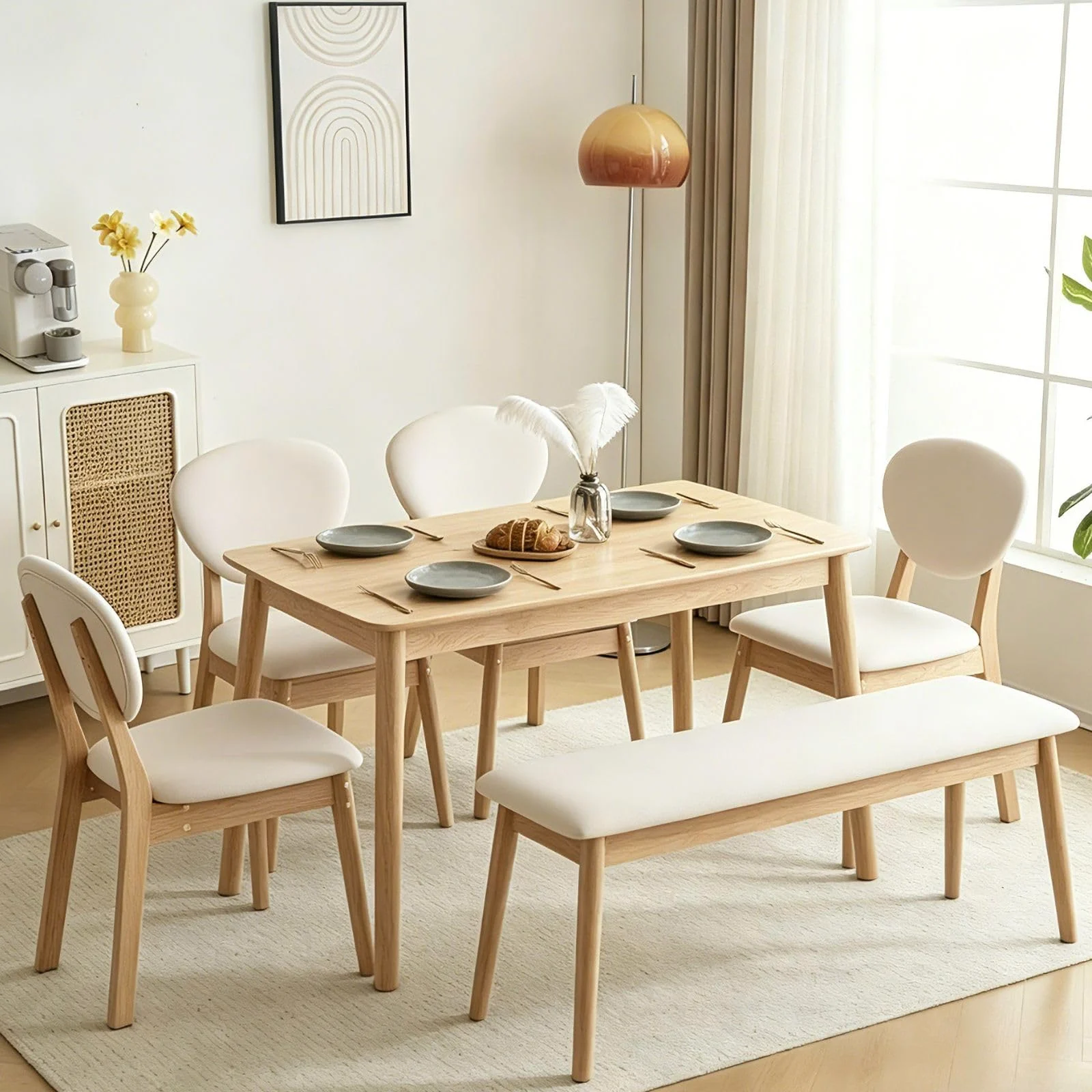 Karl Home Farmhouse Dining Set for Six in a room