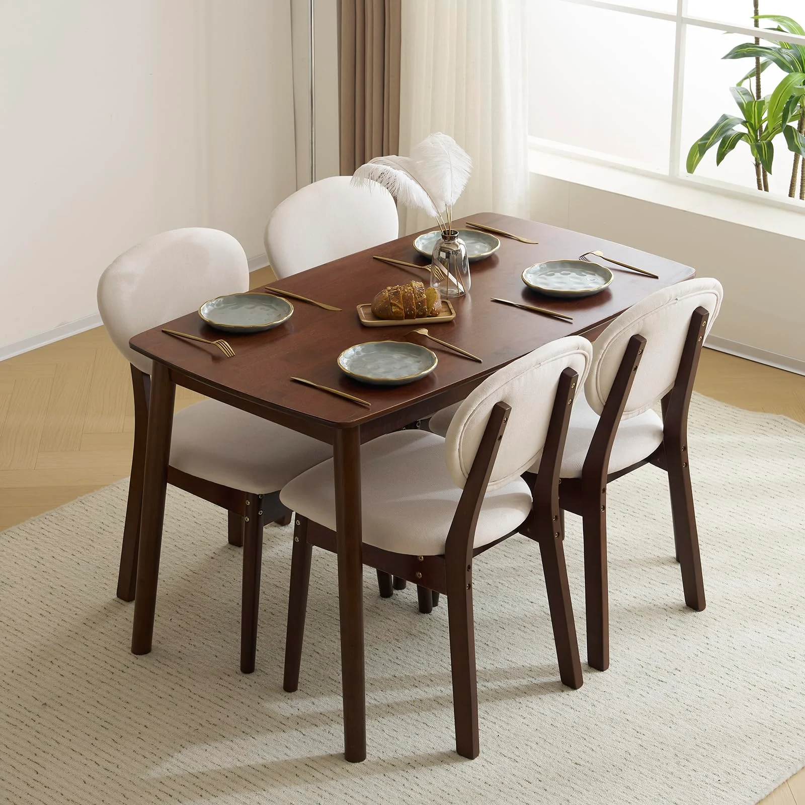Karl Home Farmhouse Dining Set for Four in a room