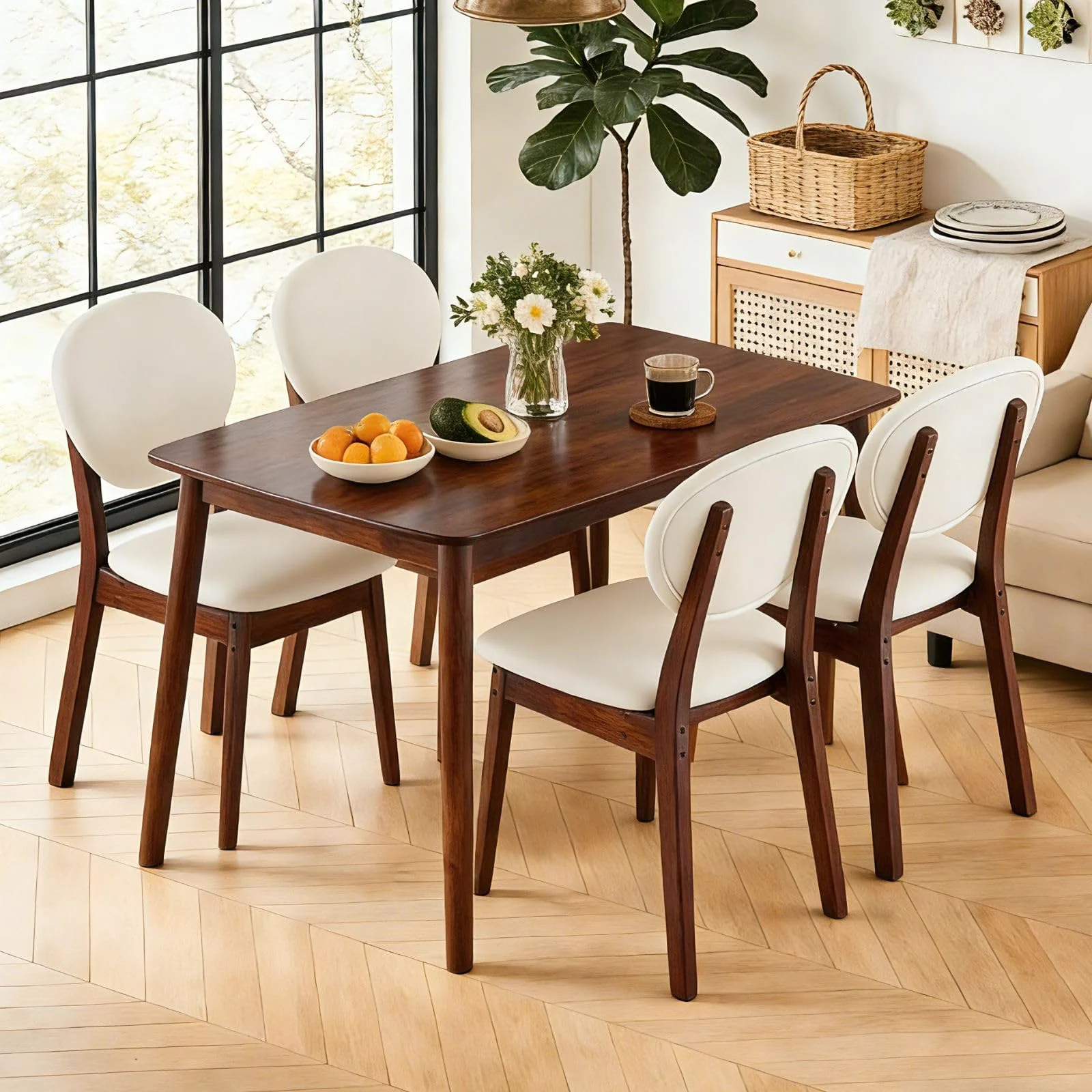 Karl Home Dining Set with Storage Rack for Four in a room