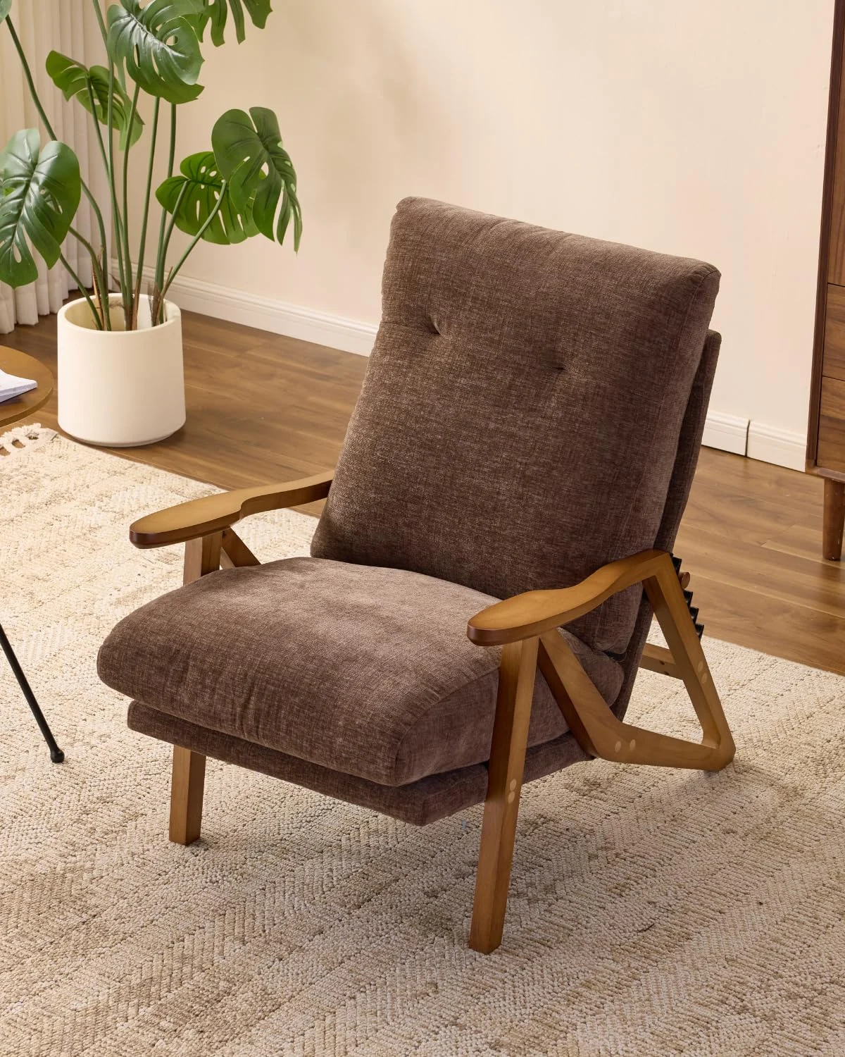 Karl Home Adjustable High Back Accent Chair in Brown in a room