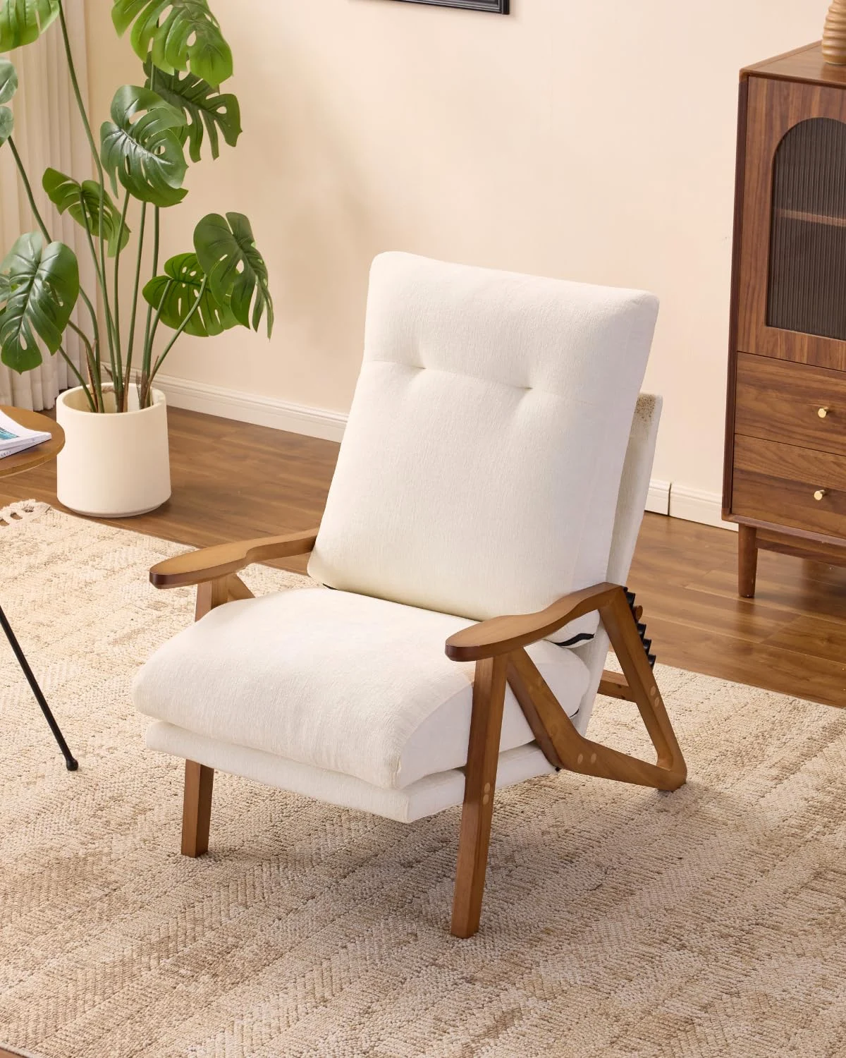 Karl Home Adjustable High Back Accent Chair in Creamy White in a room