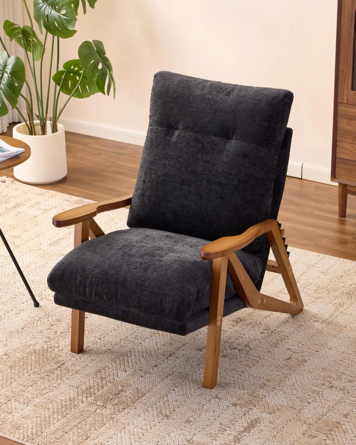 Karl Home Adjustable High Back Accent Chair in Dark Gray in a room
