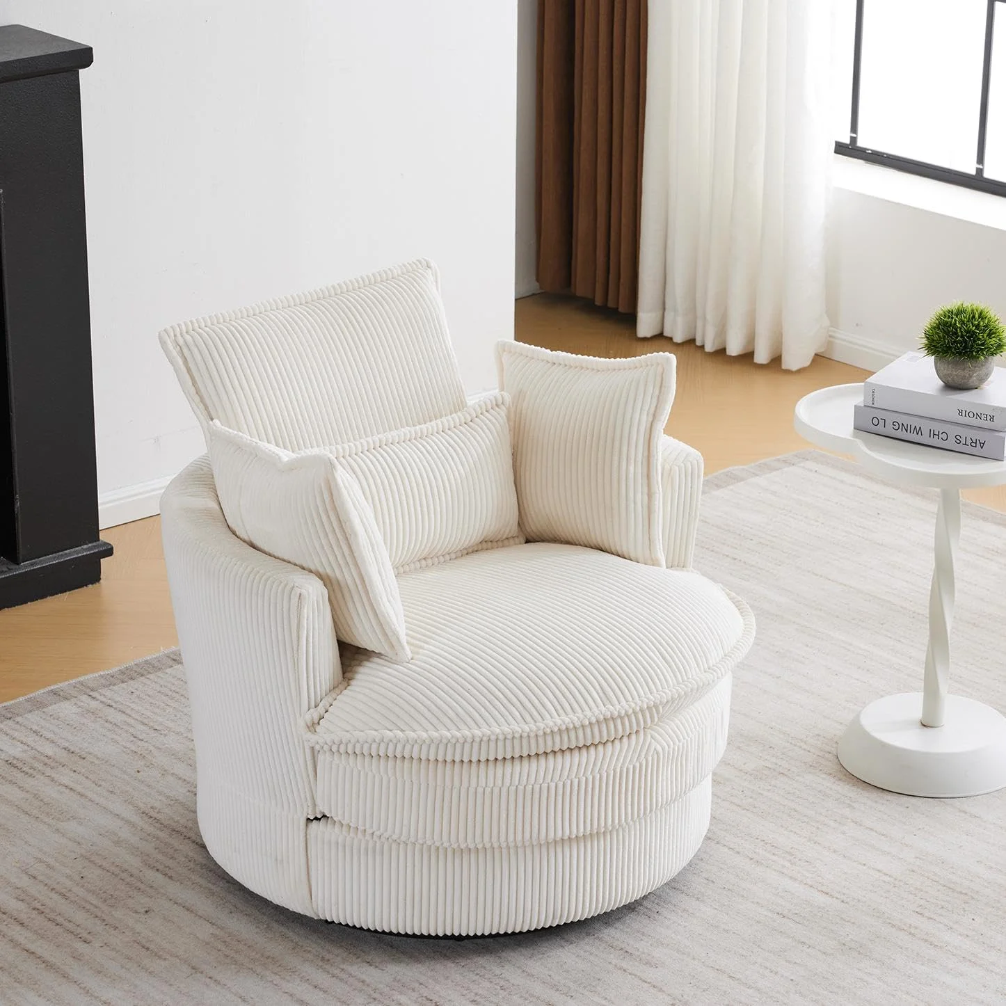 Karl Home Swivel Barrel Chair in a room