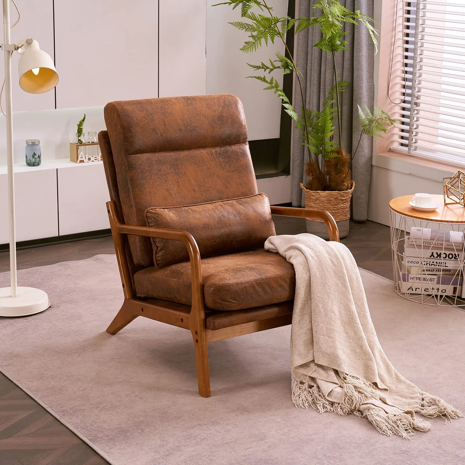 Karl Home High Back Mid-Century Accent Chair in a room