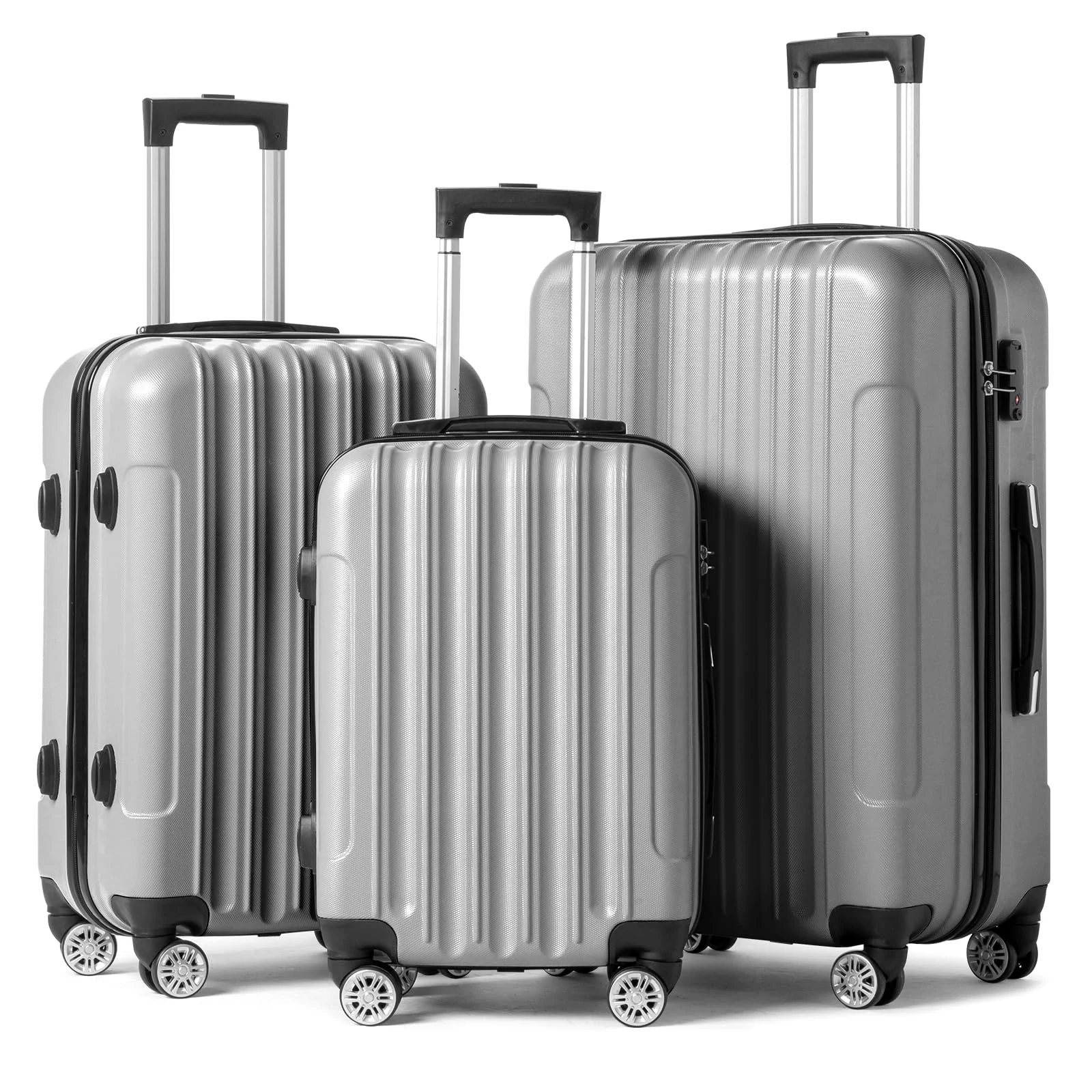 Karl Home Striped Spinner Luggage Set with TSA Lock