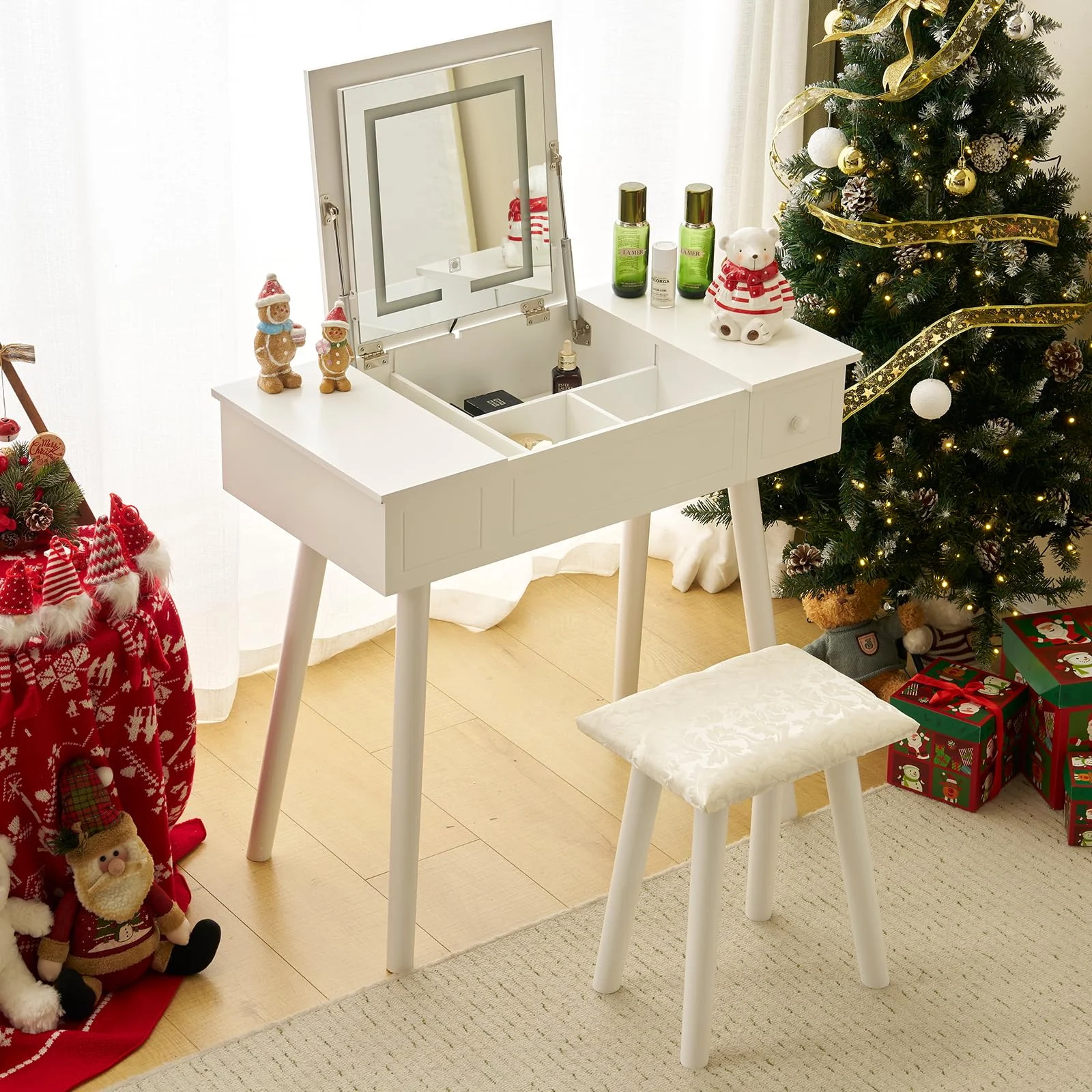 Karl Home Two-in-One Vanity Desk with Flip-Up Mirror in a room